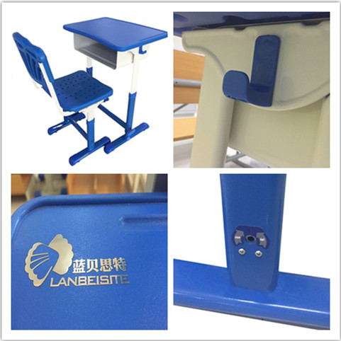 Furniture Plastic Student Desk with Open Front Metal Book Box