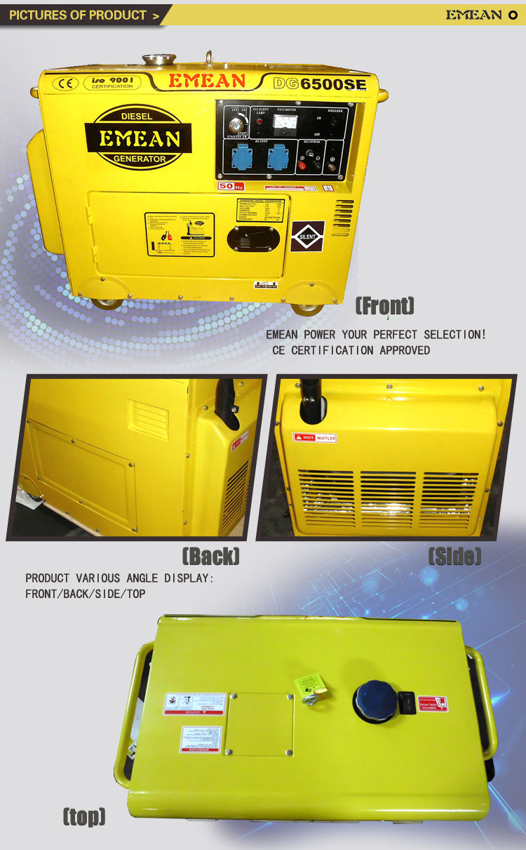 5kw Yellow Silent Three-Phase Soundproof Diesel Generator