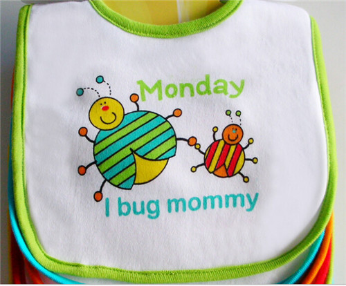 OEM Produce Customized Logo Printed White Cotton Terry Promotional Baby Bibs