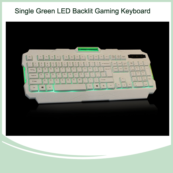 Ce RoHS Certificate 104 Keys Green LED Backlight Backlit Gaming Keyboard Multimedia (KB-1901EL-G)