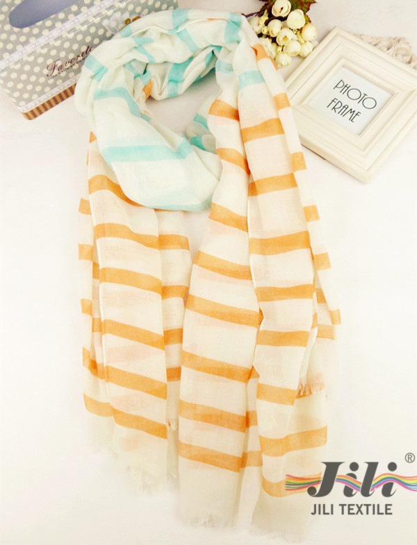 Ladies Voile Long Winter Scarf Wholesale Customized Women Streak Stripe Printed Scarf