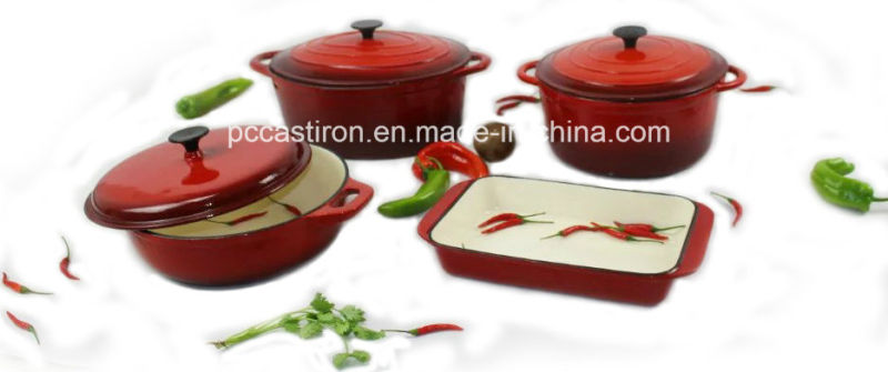 4PCS Cast Iron Cookware Set in Green Color