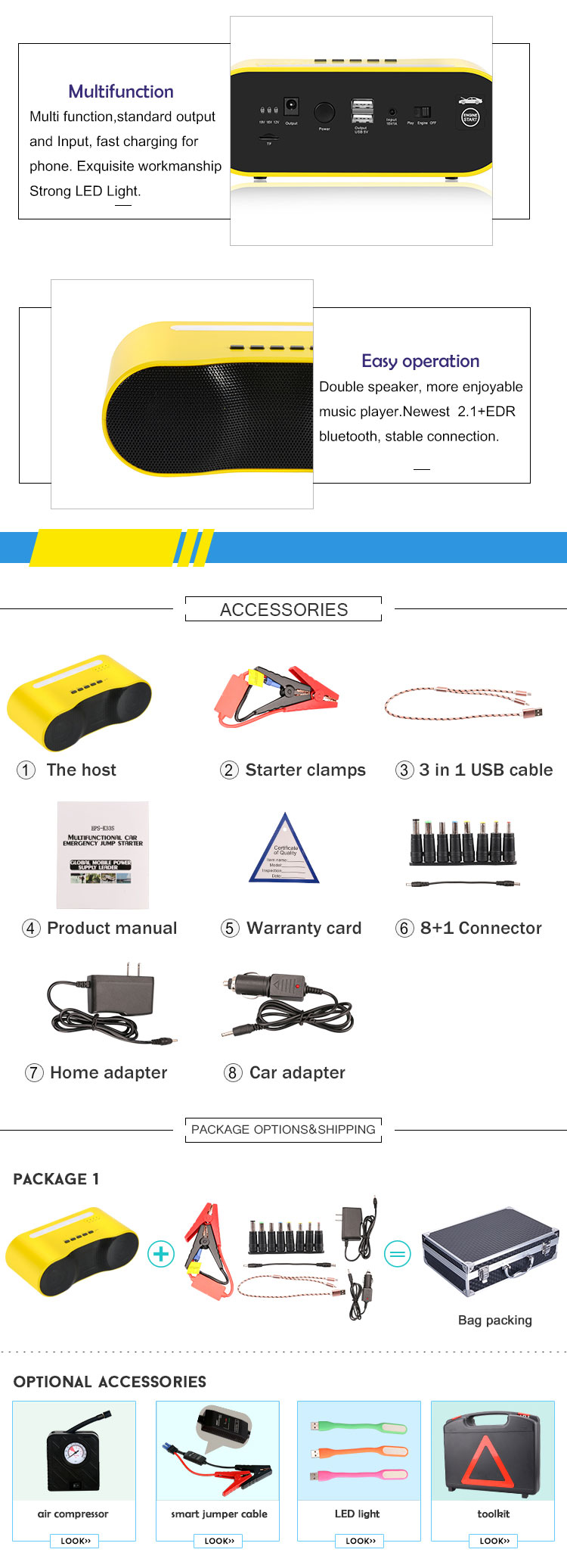 12V Battery Pack Emergency Car Jump Start