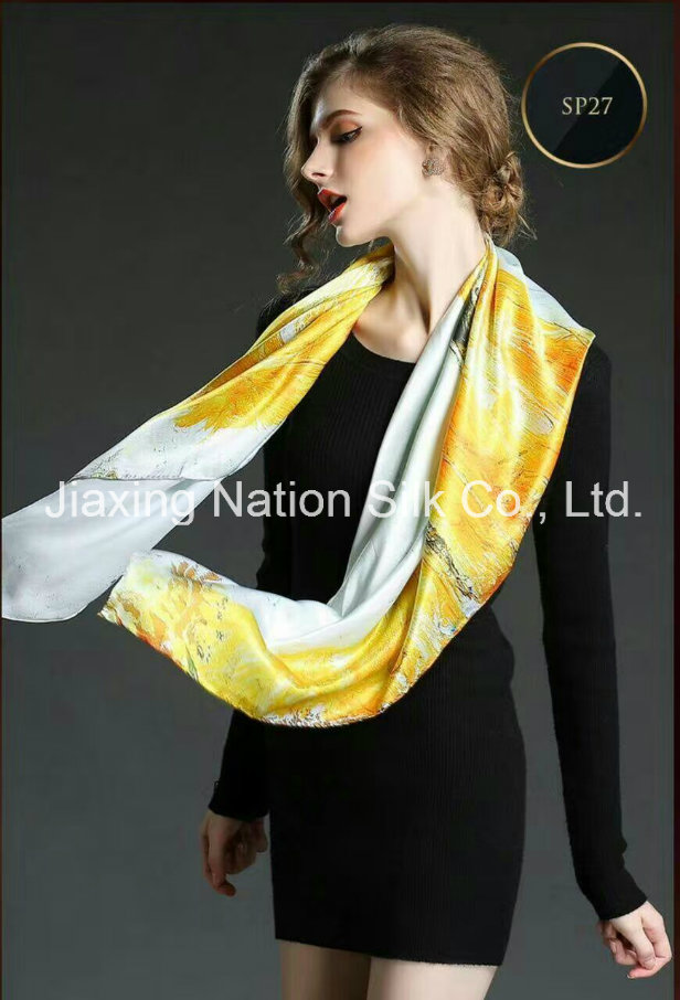 Fashion and Artistical Printed Large Square Silk Scarf