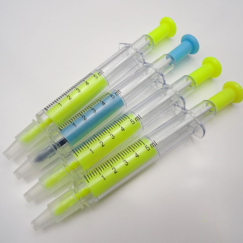 Promotional Injector Text Marker, Syringe Highlighter Pen