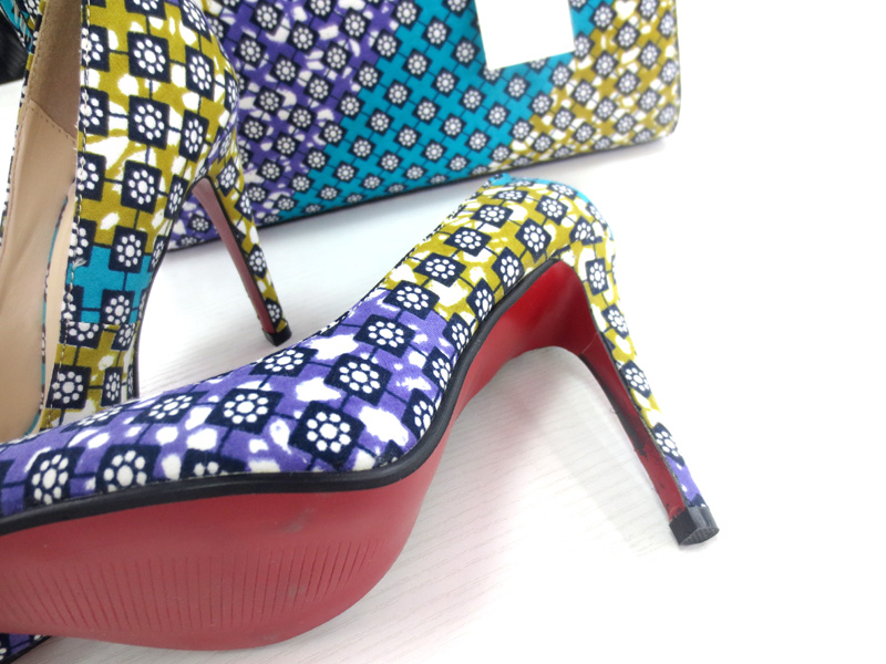 New Design African Wax Printed Fabrics Shoes with Bags (Y 61)