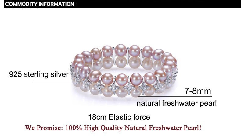 New Design Pearl Bracelet 8-9mm AAA Near Round Double Rows Sterling Silver Mixed Color Pearl Bracelet