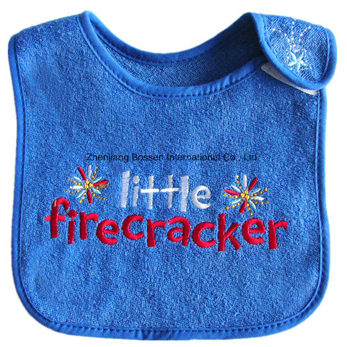 Custom Made Logo Words Embroidered Cotton Terry Cloth Promotional Baby Bibs