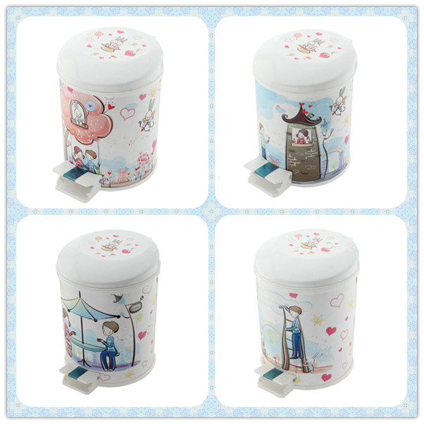 Korean Style Cartoon Printed Foot Pedal Trash Bin (FF-5302)