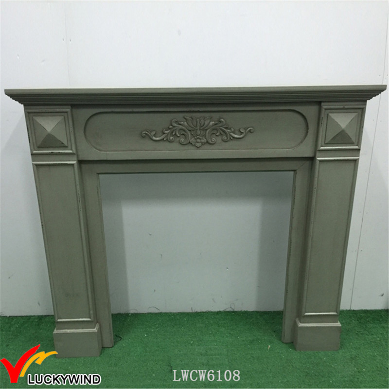 European Style / French Taste Classic Vintage Wooden Fireplace in Green