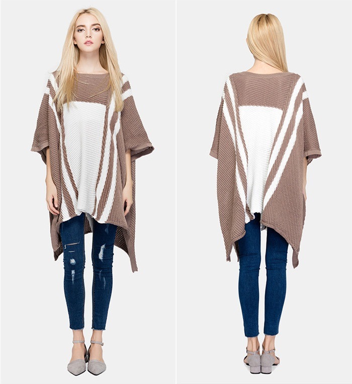 High Quality Women Pullover Loose Irregular Knit Sweater Poncho