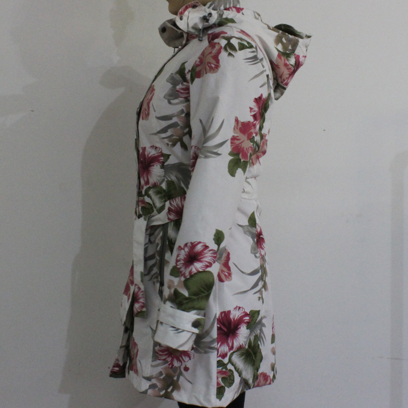 White Basement Flower PVC Raincoat for Adult