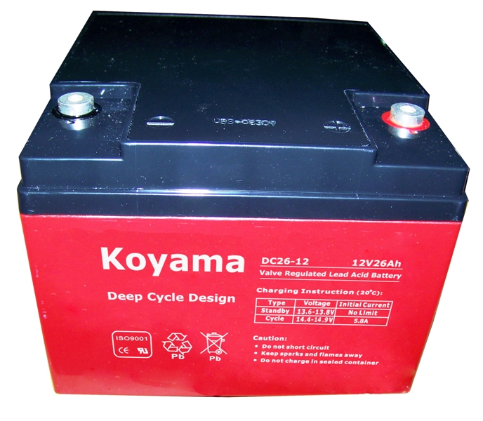 12V 26ah Deep Cycle AGM Battery for UPS/Surge Protector