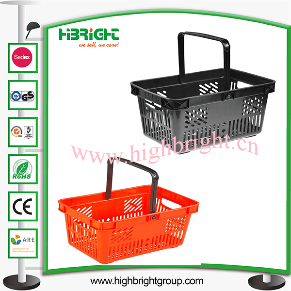 Single Handle Portable Plastic Shopping Basket for Supermarket