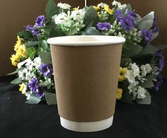 8oz Disposable Logo Printed Double Wall Kraft Paper Cup with Lid