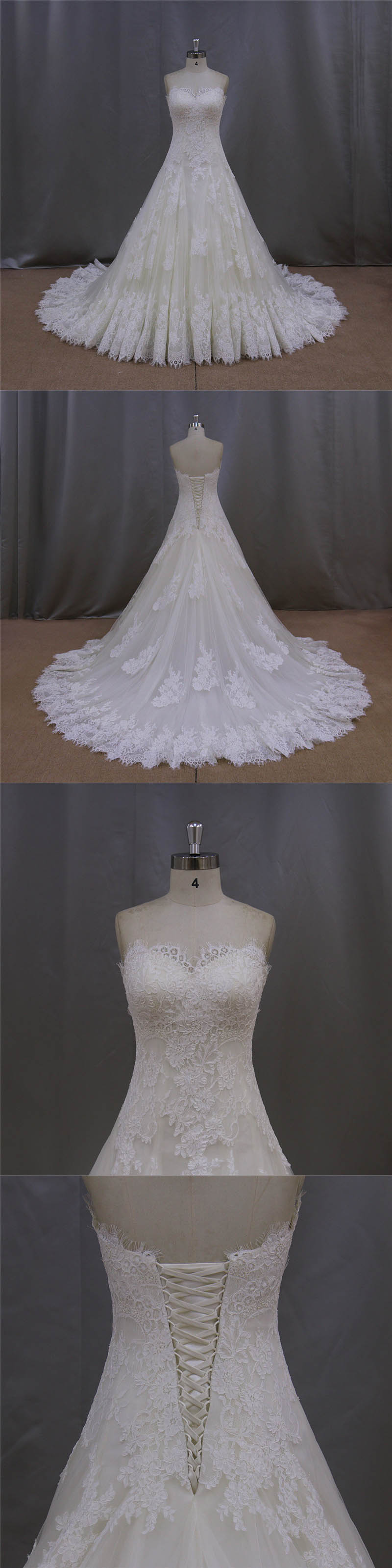 Hot Sale French Lace Aline Wedding Dresses