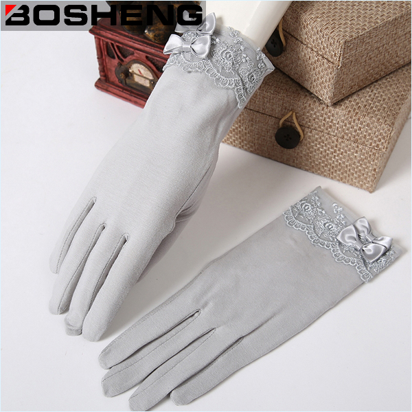 Fashion Lady Winter Woven Fabric Glove with Wave Point