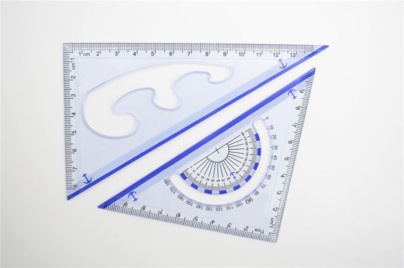 School Triangular Plastic Ruler Set for Office Stationery