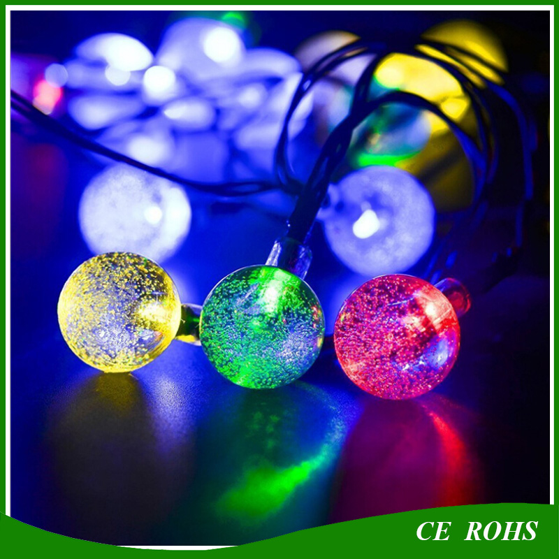 Decorative Solar Lawn Lights Colorful Outdoor 50 LED Colorful Bubble Solar String Light for Christmas Party Wedding