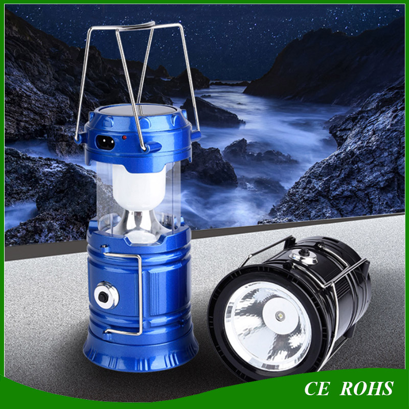 Portable Flodable Solar LED Camping Lantern Lamp with Handle