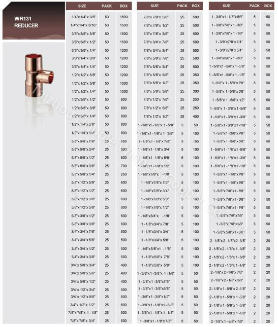 Reducer Tee Copper Fittings for Refrigeration Fitting