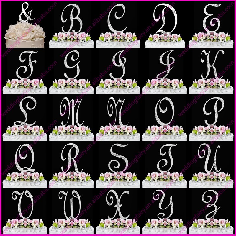 Partial Diamantee French Font Letter Wedding Cake Topper for Wedding Decoration