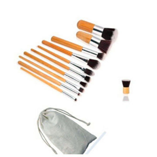 11 PCS Professional Wood Foundation Brushes Kabuki Makeup Brushes