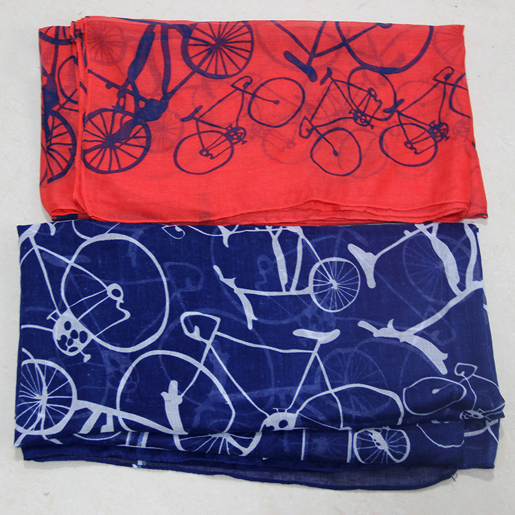 Women's Spring Summer Long Bicycle Printing Shawl Scarf (SW147)