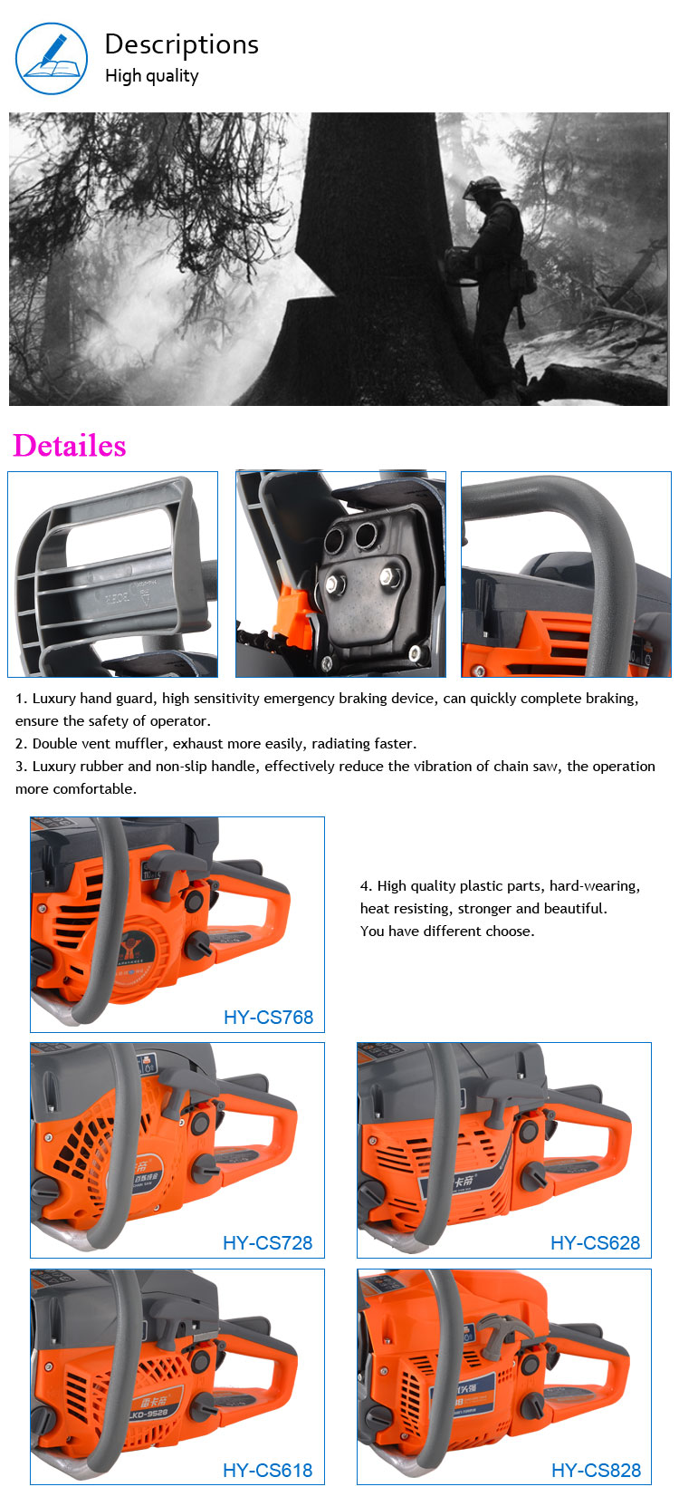 Professional Power Machine Chainsaw with High Quality From China