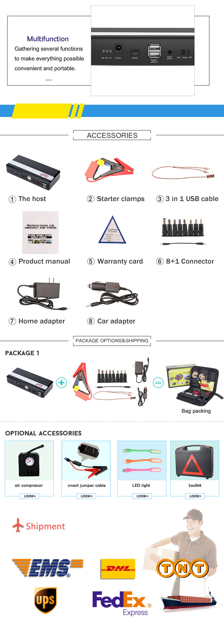 Br-K05s Car Jump Starter, Car Emergency Tools Kit