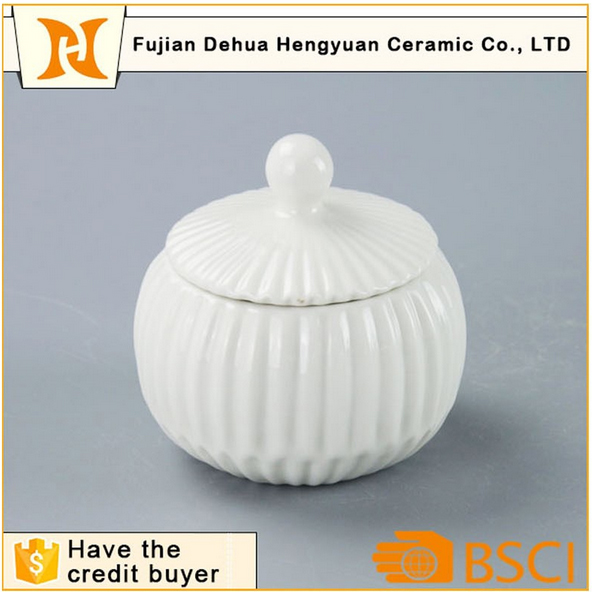 Glazed White Ceramic Sugar Pot for Home Decoration