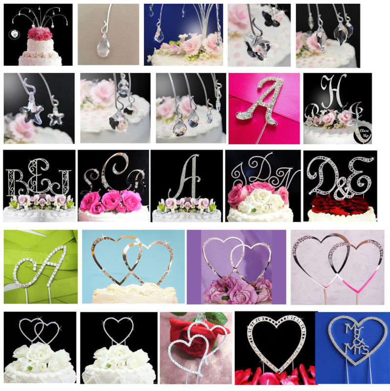 Mr&Mrs Rhinestone Cake Topper Heart Wedding Cake Topper