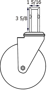 Medium Duty Square Stem Rubber Wheel Casters