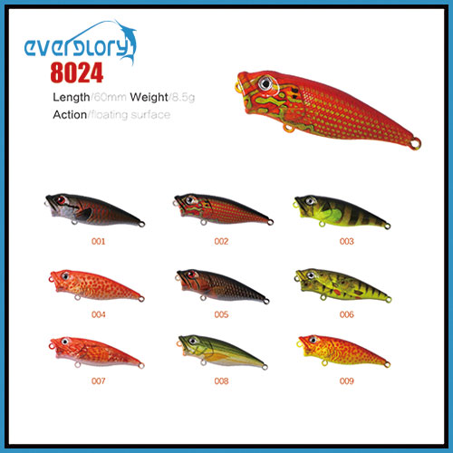 60mm/8.5g Surface Float Action Fishing Lure with Various Color