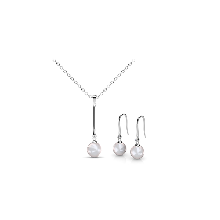 Destiny Jewellery Crystal From Swarovski Hanging Pearls Set Pendant and Earrings