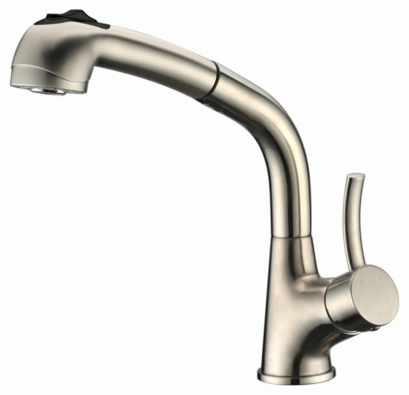 Single Lever Pull out Spray Kitchen Faucet with Nickel Finish