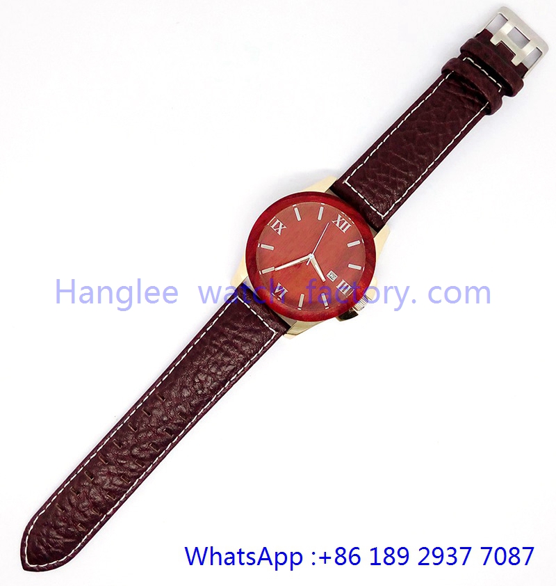 Top-Quality Stainless and Wood Quartz Watches Water Resistant Hlja-15059