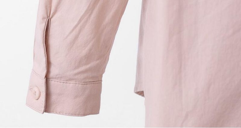 Spring Water Pink Long Sleeve Plain Ladies Shirt