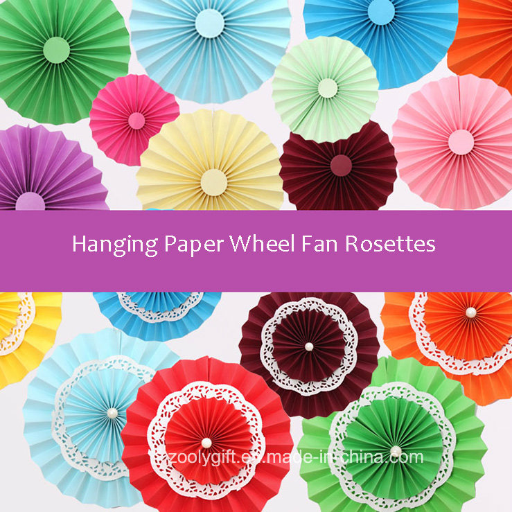 Home Decorative Paper Handmade Craft / Hanging Paper Wheel Fan Rosettes