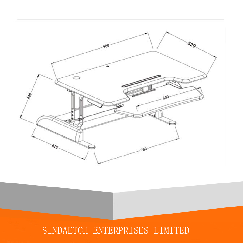 Height Adjustable Metal Wooden Computer Desk with Keyboard Tray