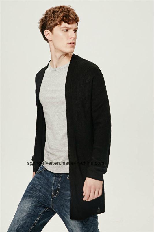 70%Acrylic 30%Wool Dropped Shoulder Men Long Cardigan