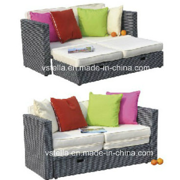 Chaise Lounge Retractable Outdoor Patio Garden Rattan Daybed