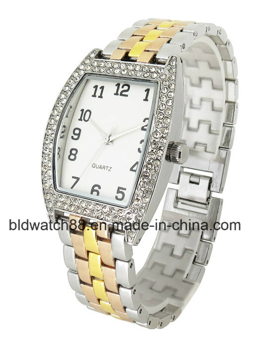 OEM Gold Brass Wrist Watches Women with Crystals