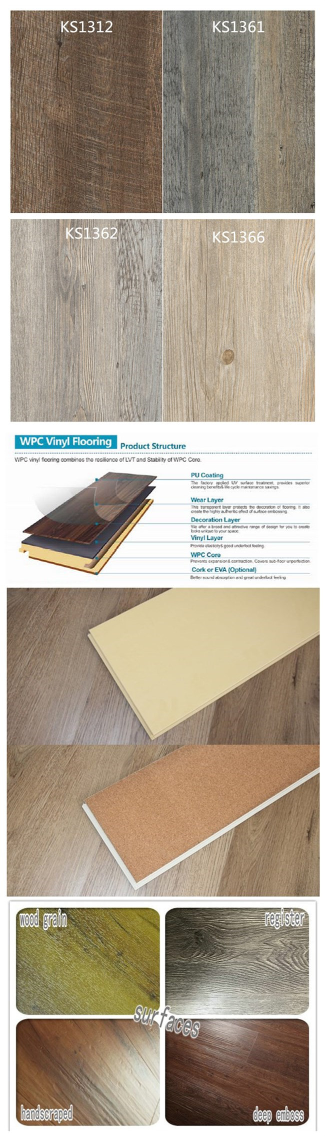 High Quality Wood Design Plastic Composite WPC Vinyl PVC Flooring