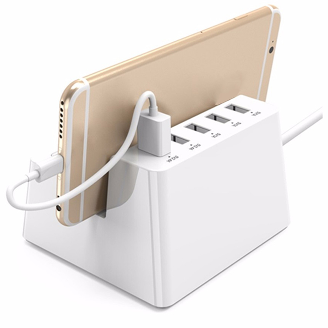 Smart Charging Desktop Charger with 2 AC EU Us Au UK Outlets and 5 Ports USB Charger