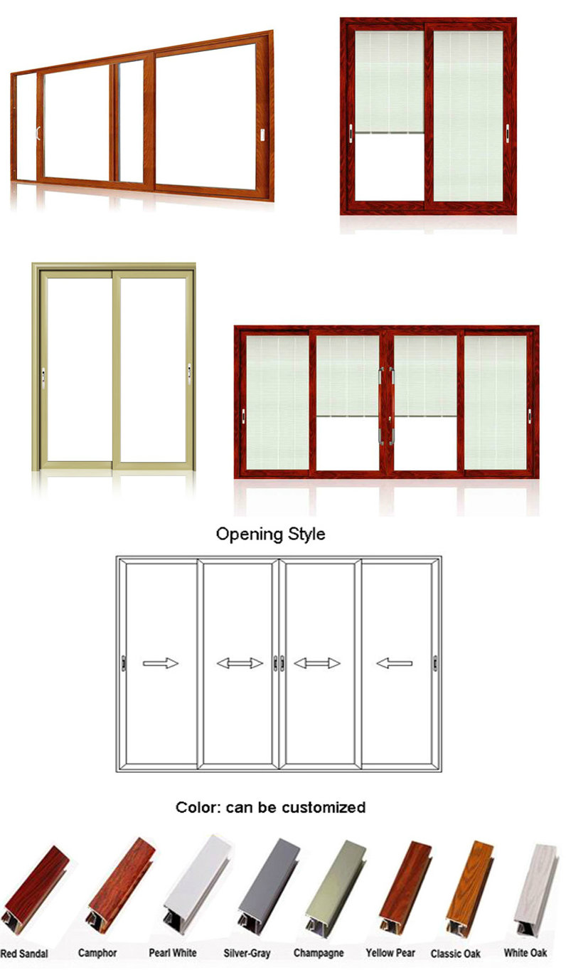 Aluminum Sliding Door Hollow Toughened Glass for Residential Room (FT-D190)