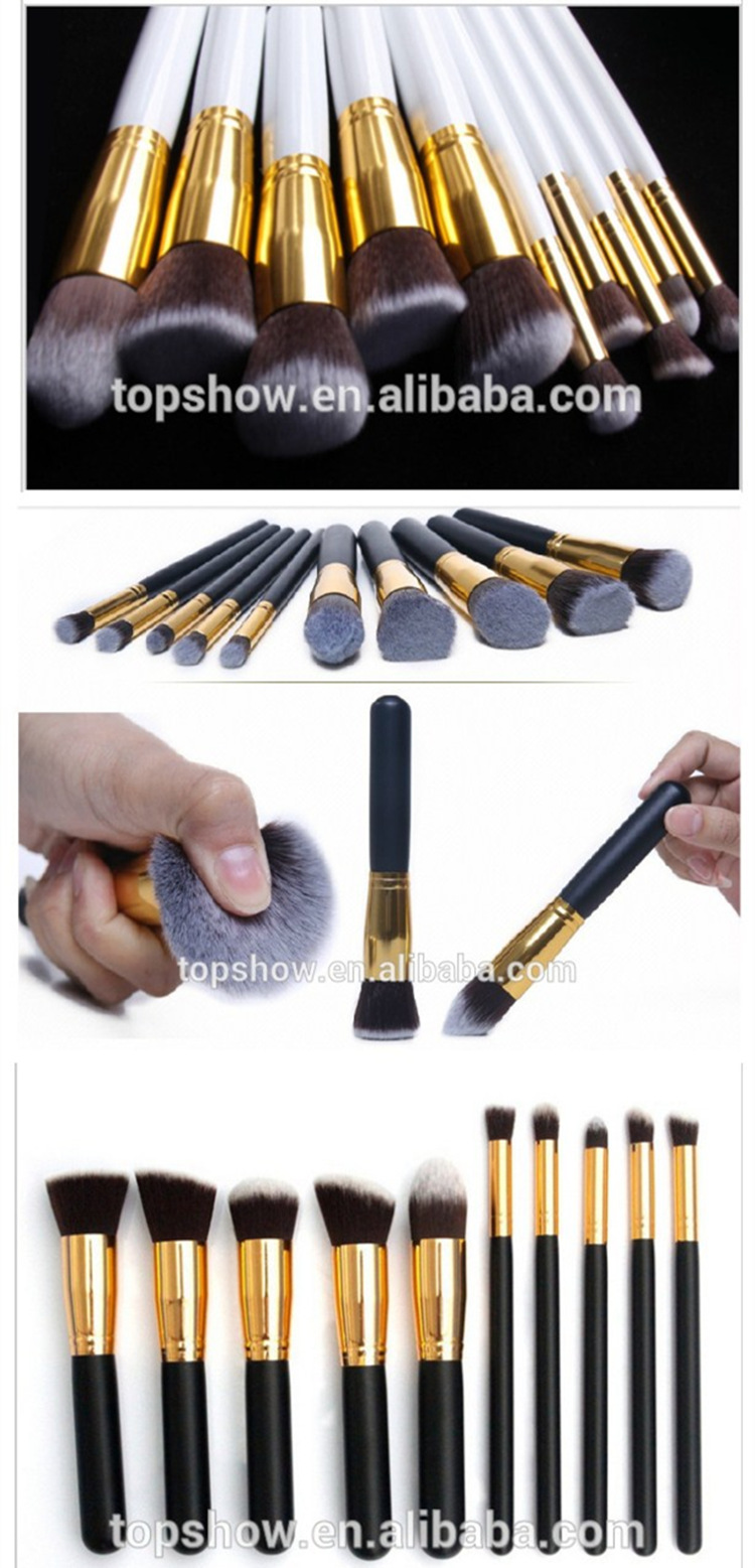 10PCS Beauty Equipment Makeup Brush Set Made of Synthetic Hair, Metal, Wood