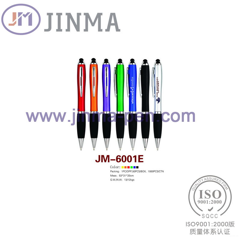 The Promotion Gifts Plastic Ball Pen Jm-6001e with One Stylus Touch