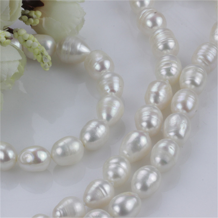 Snh 10mm Rice a Necklace and Bracelet Wedding Freshwater Pearl Set