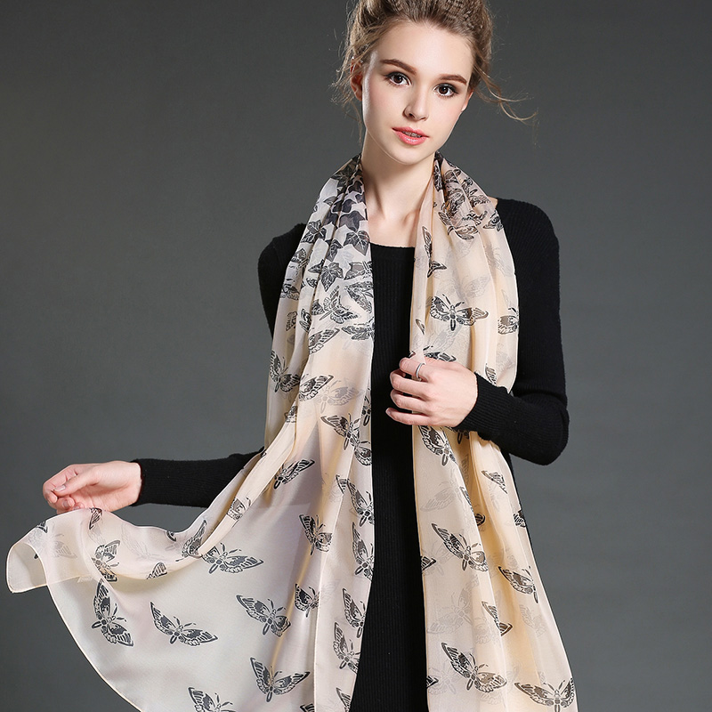 30 D Butterfly Printing Polyester Chiffon Scarf